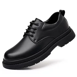 Retro Platform Loafers Men Spring Autumn Designer Soft-soled Men's Leather Shoes Fashion Solid Color Business Dress Shoes Male