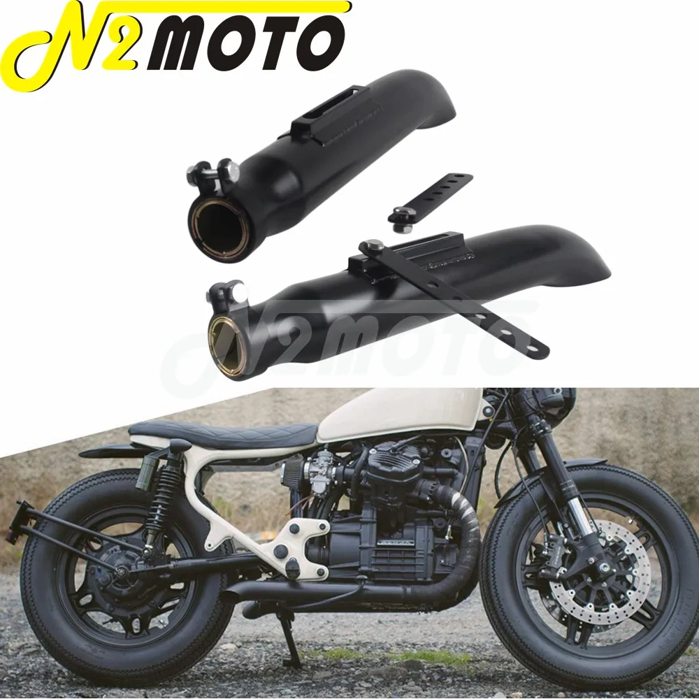 1 Pair Black Motorcycle Turn Out Exhaust Muffler Iron Pipe Tapered Silencer Slash Cut for Harley Chopper Cafe Racer