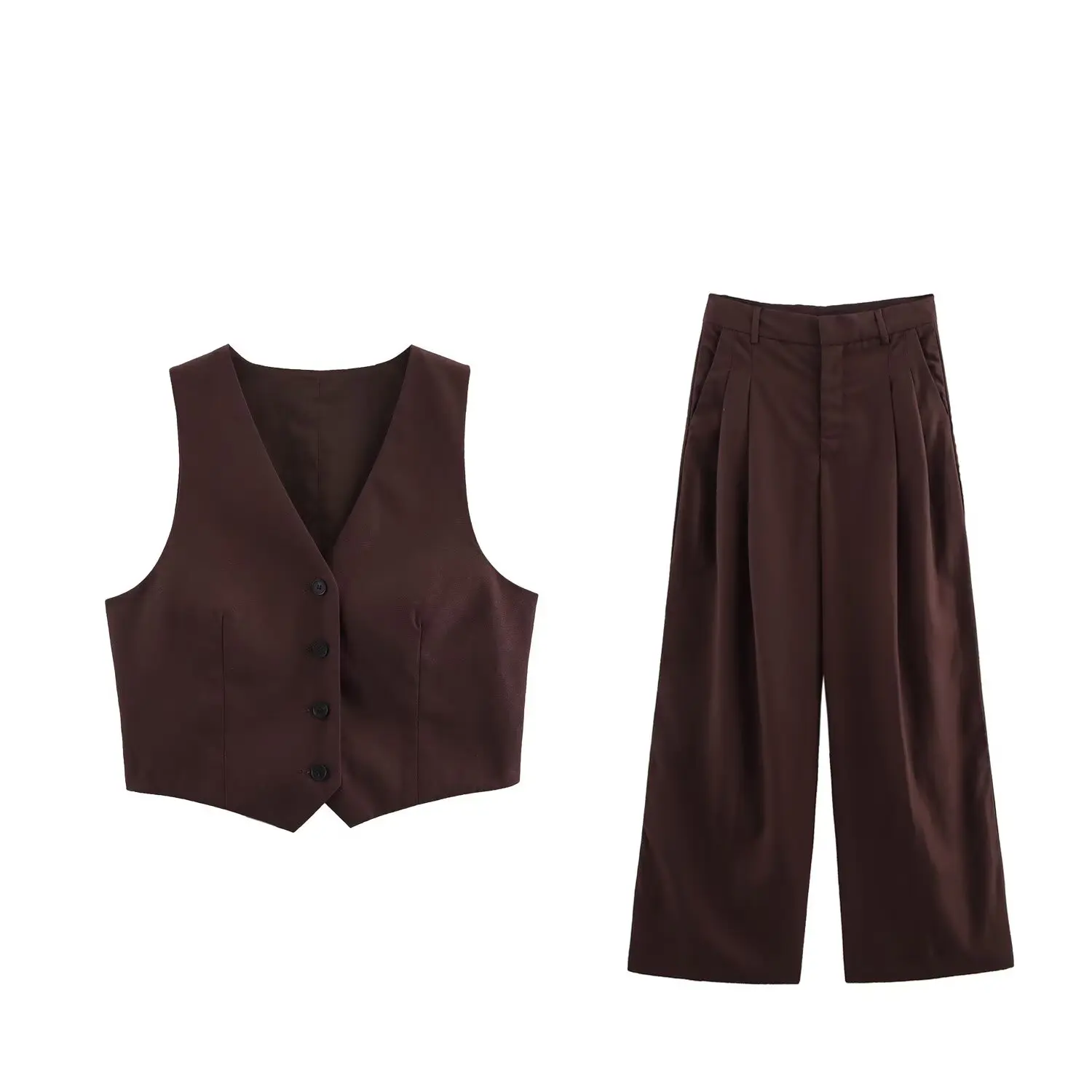 

UNIZERA Women's Pants Set with Back Opening Design Tank Top Loose Fold Pants Spring New Pants Set