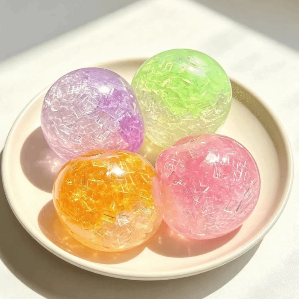 Shredded Ice Sugar Crispy Skin Ball Slow Rising Handmade Squishy Fidget Crushed Ice Texture Soft Squeeze Cracking Squishy Vent