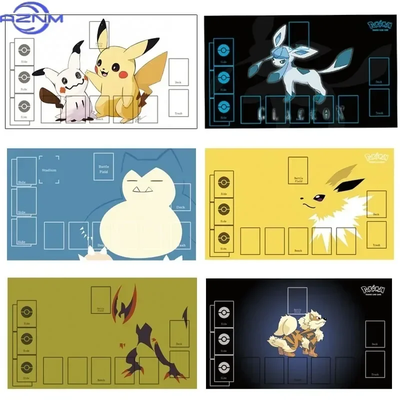 Pokemon P-Battle Card Table Mat Kids DIY Double Mat - Featuring Mimikyu Jolteon Snorlax Glaceon Arcanine Haxorus - Gaming Mat