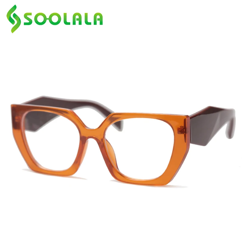 

SOOLALA Square Anti Blue Light Reading Glasses Women Ladies Magnifying Presbyopic Eyeglasses With Number Farsight Computer Frame