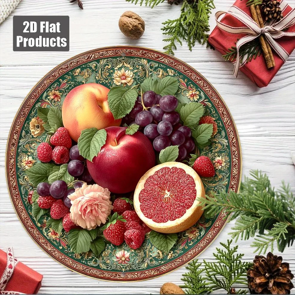 

Classic fruit art round aluminum sign 8 inch, durable home kitchen decor gift.