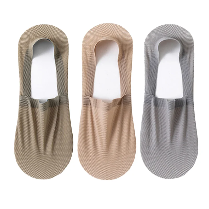 3Pairs Mannen Bootsokken Dunne Ademende Zachte Casual Zomer Onzichtbare Sok Hoge Kwaliteit Effen Kleur Siliconen Antislip Low cut Sox