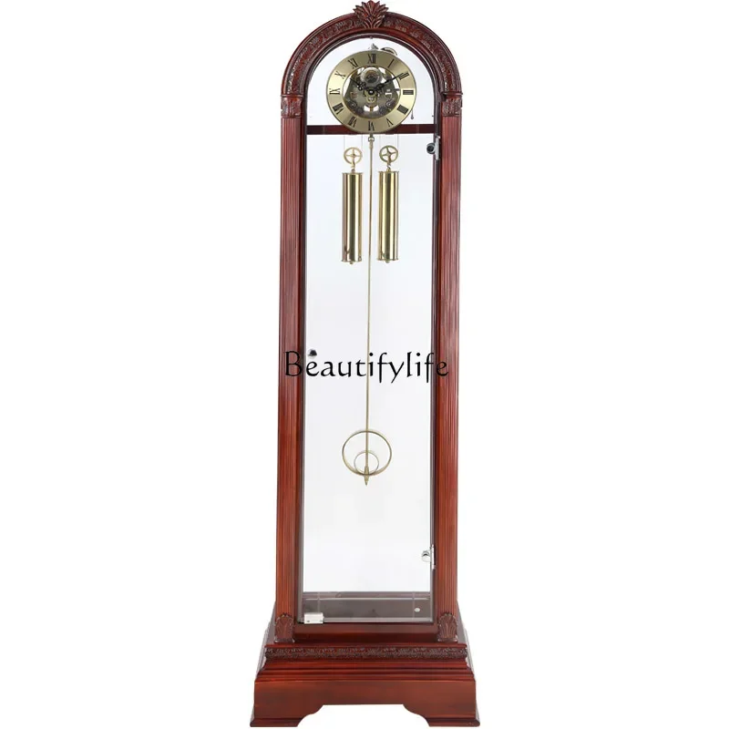 

z.Polaris Hammer Zipper Movement Floor Clock Solid Wood Living Room Mechanical Clock