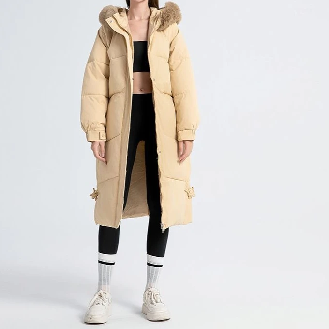 New Style Thickened Long Fur-lined Fashionable Cotton Coat with Loose Hood Cotton Suit