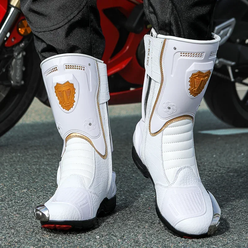 JG WOLVES Men Motorcycle Boots Leather Anti-slip Motorcyclist Shoes Adventure Touring Motocross Boots Motorcycle Accessories