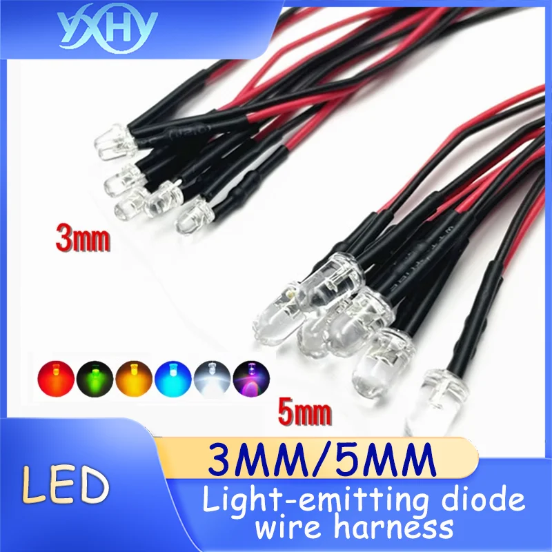 10PCS F3/F5mm round head LED light beads with wire model decoration toy car power signal indicator light