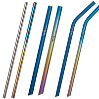 TiTo Titanium Straws With 1 Cleaner Brush Titanium Aolly Bend Straw Kitchen Outdoor Camping Drinking Gift Straws