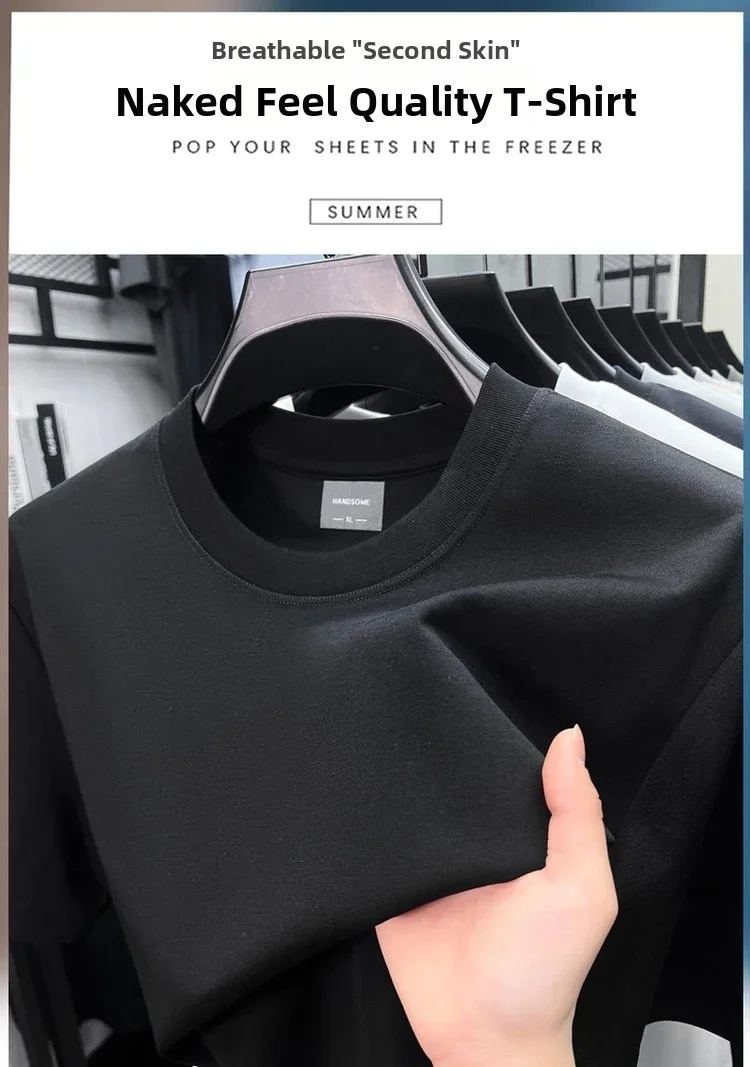 Hochwertiges Marken-T-Shirt für Herren mit Rundhalsausschnitt und kurzen Ärmeln, bedrucktes Oberteil, Sommer-Baumwoll-T-Shirt, bequem, atmungsaktiv, lässig, große Größe – Detail 3