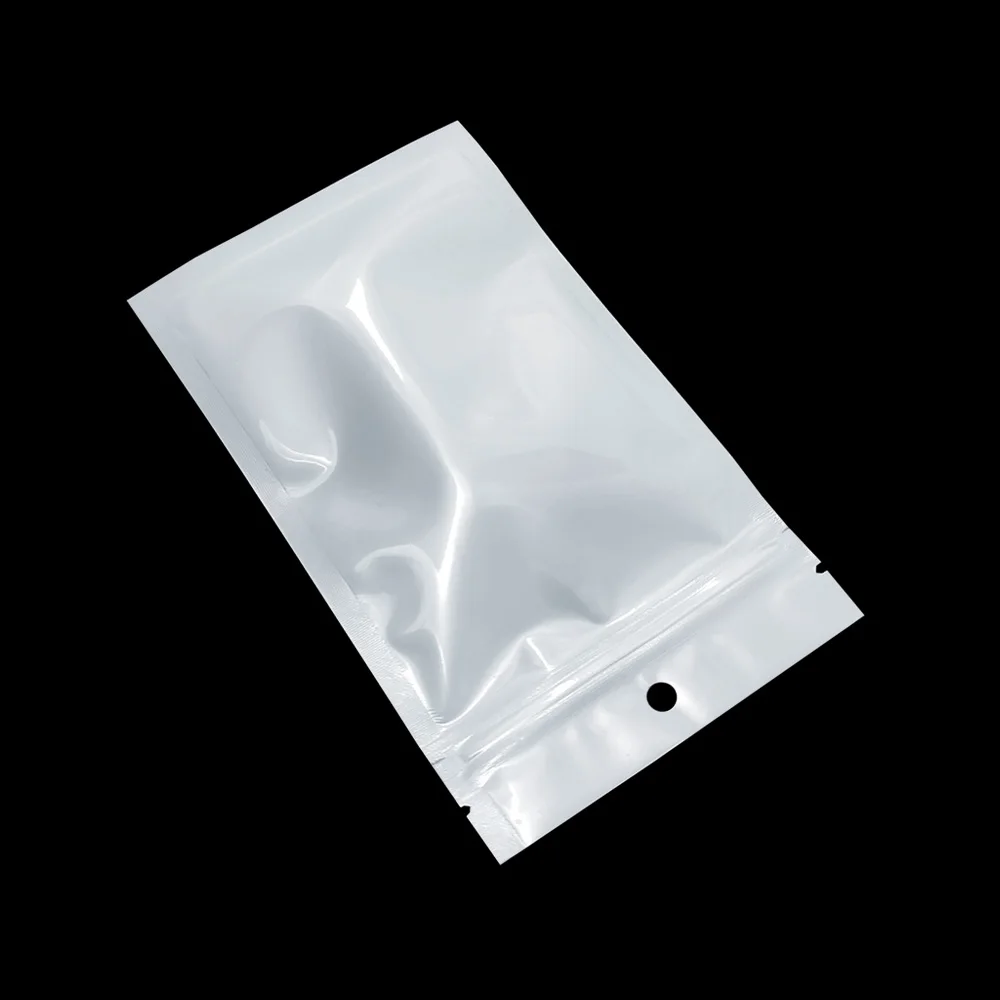 100pcs/lot White/Transparent Plastic Hang Hole Zip Lock Grip Bags Wedding Jewellry Boutique Display Packing Pouch for Phone Case