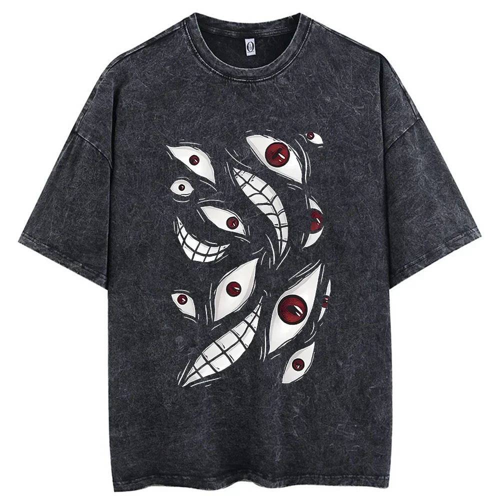

Men's fashion thriller with "Thousand-mile eyes" printed 100% pure cotton short-sleeved T-shirt, high-quality streetwear top