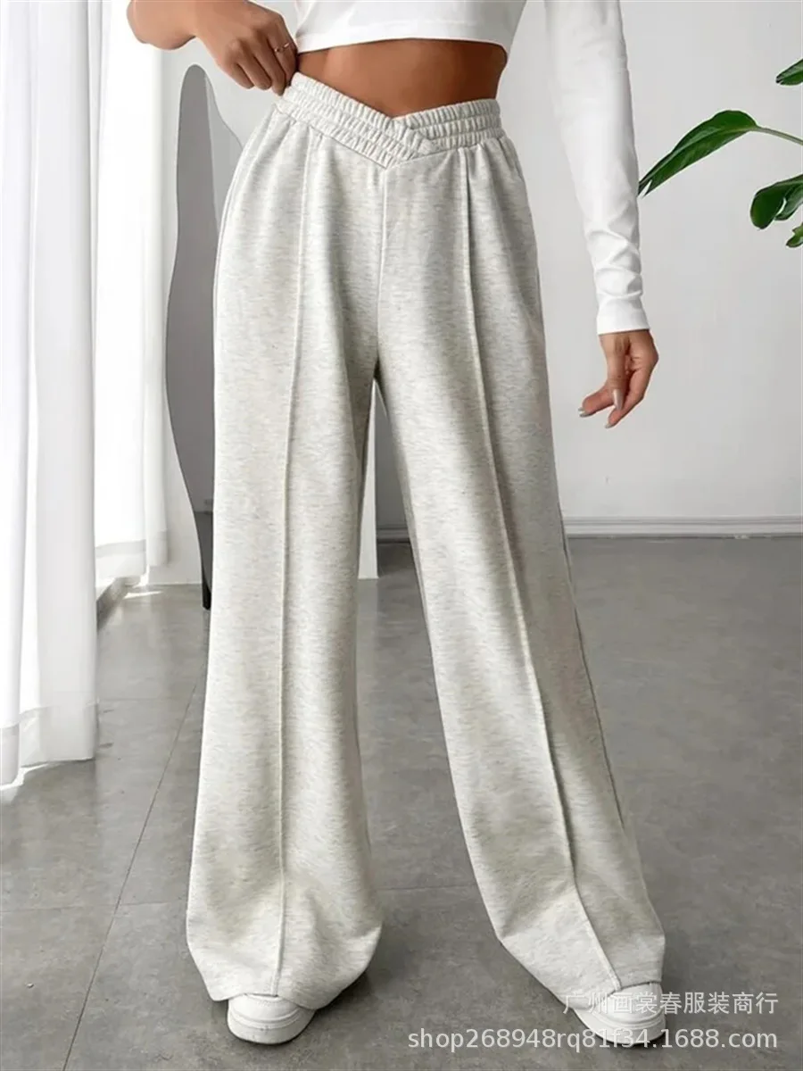 

2025 Spring Autumn New Retro High Waist Wide-Leg Pants Female Basic Casual Pants Fashion Loose Harajuku Sports Trousers