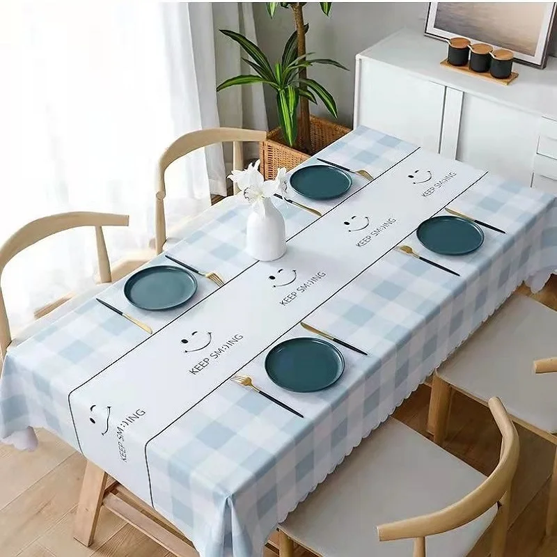 Tablecloth Waterproof Anti-scalding Fashion Lattic PVC Table Mat Household Thickened Table Cloth Tablecloth Wash Free Oil Proof