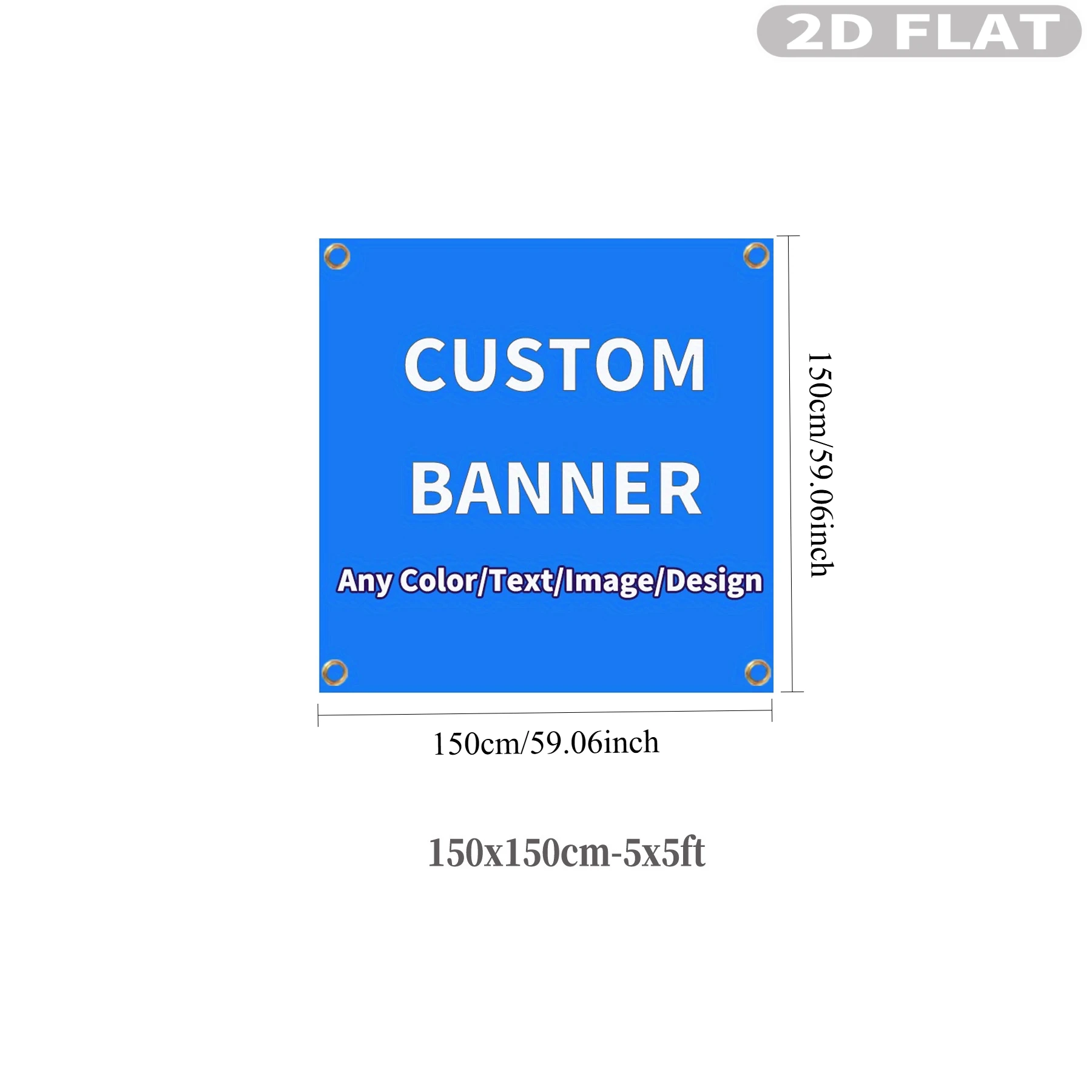 1 Stück 2D FLACHES Individuelles Polyester-Banner für Innen- & Außendekoration - mit 4 Metallösen, Viele Größen, Perfekt für Heimdekoration