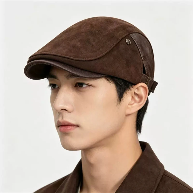 Trendy Retro Beret Cap Fashion Visor Do Old Hat Comfort Fit Classic Adjustabl Classic British Hat Imitation Suede Beret Unisex