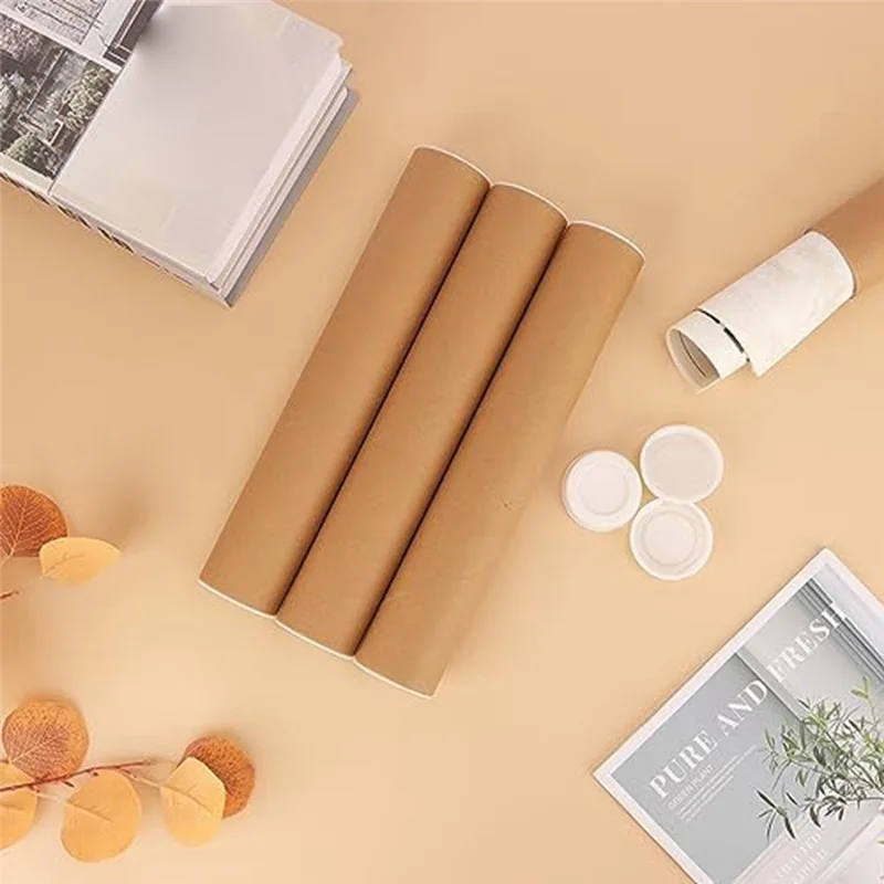 

Compact 12 Pack 2X12 Inch Cardboard Mailers Tube Poster Tube With Caps For Packaging Posters For Mailing