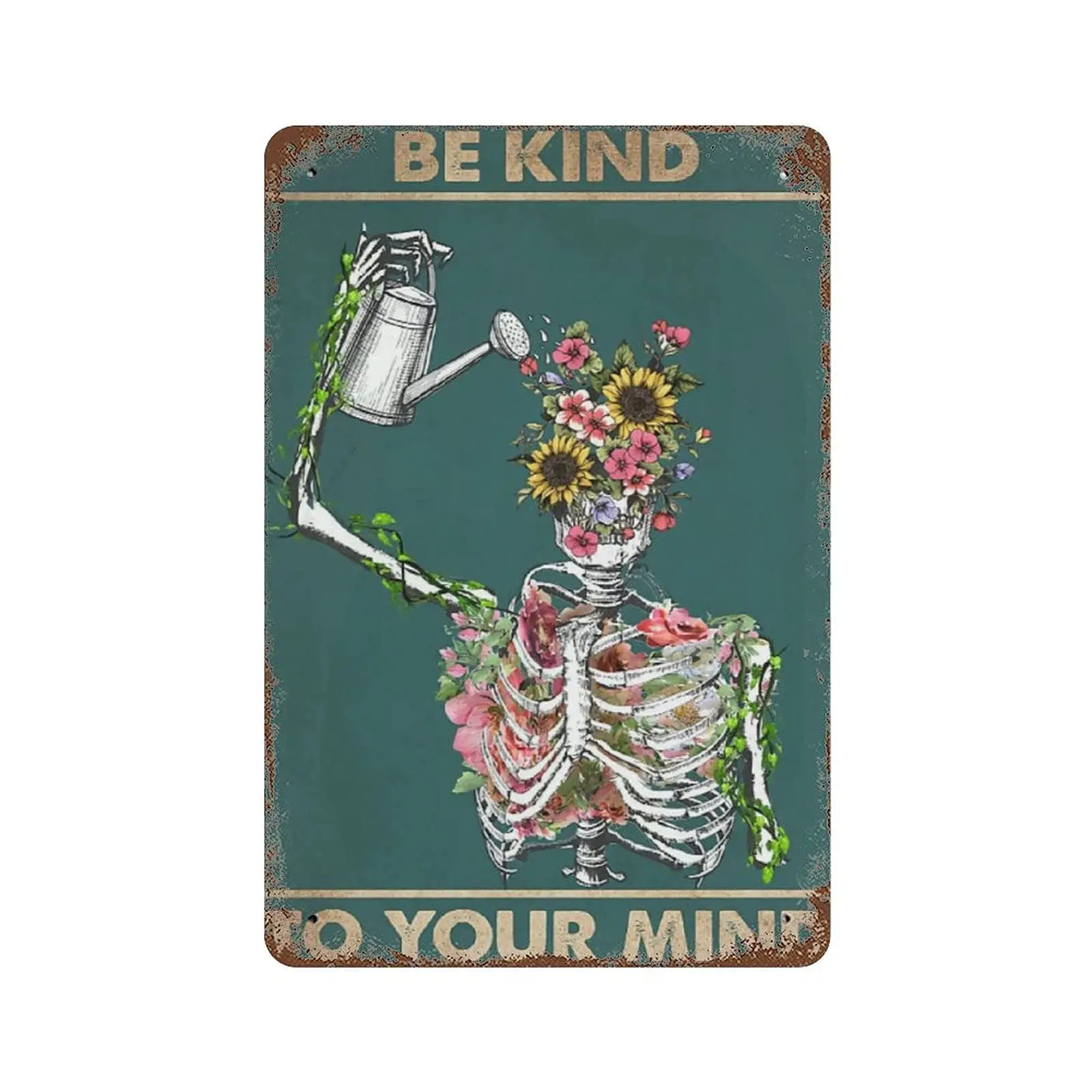 

Dreacoss Metal tin Sign，Retro Style， Novelty Poster，Iron Painting，Be Kind to Your Mind, Be Kind, Mindful, Motivational Tin Sign,