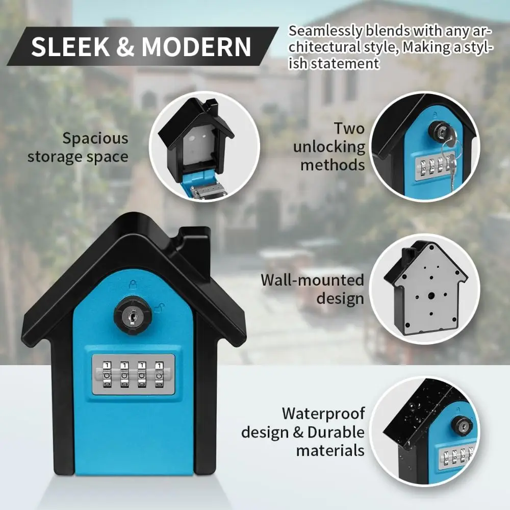 Resettable Combination Key Lock Box Waterproof Large Capacity Combination Lockbox Weatherproof Anti-double Opening