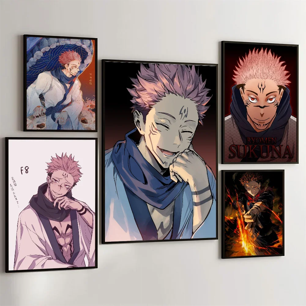 1PC Japan Anime Jujutsu Kaisen Ryomen Sukuna Movie Sticky Posters Retro Kraft Paper Room Bar Cafe Aesthetic Art Wall Painting