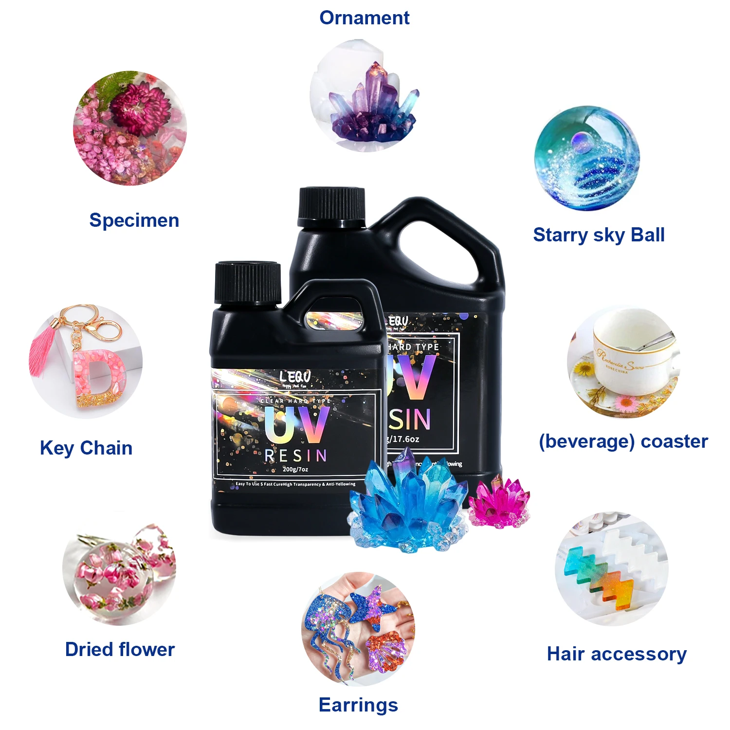 200g/500g UV Epoxy Resin Glue DIY Jewelry Making High Transparency Fast Drying High Hardness Glue UV Lamp DIY Craft Decor