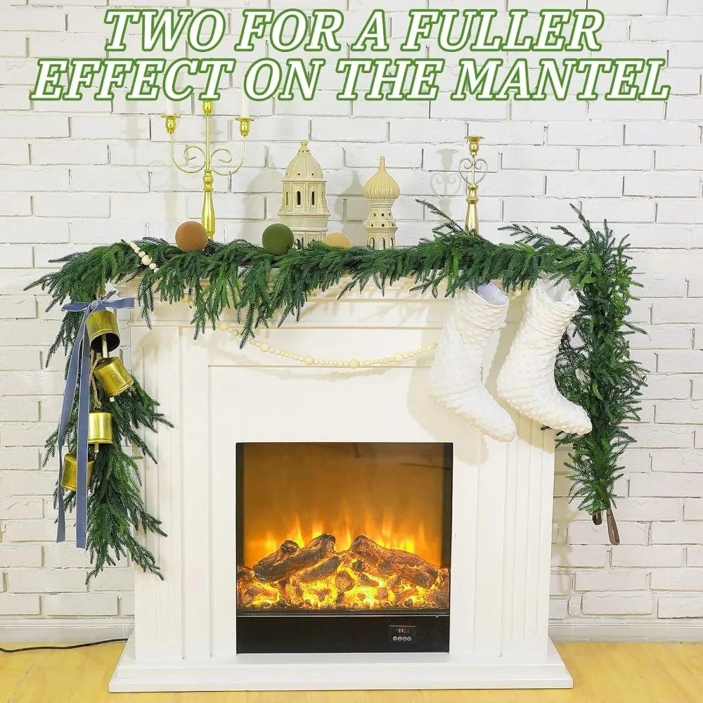 Christmas Norfolk Pine Garland Realistic Artificial Greenery Cedar for Mantle Holiday Indoor Fireplace Winter  Decorations