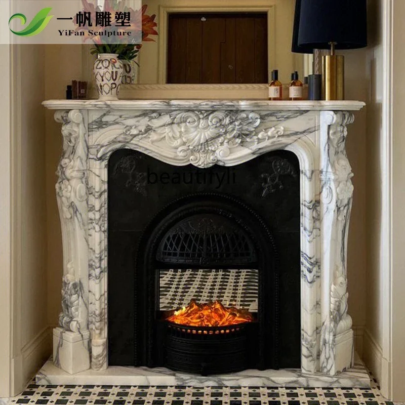 

P Marble fireplace French fireplace living room European marble stone fireplace decorative cabinet