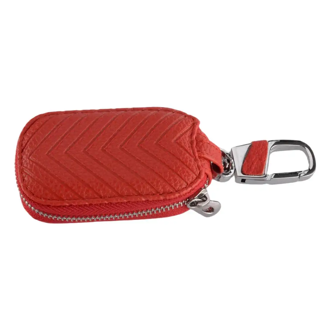 

Красный кожаный квадратный чехол-кошелек на молнии для автомобильных ключей