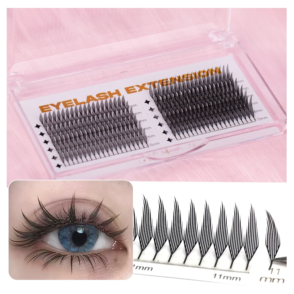 lashrujade Comic Spire Premade Volume Fans Lashes Feather Shape Eyelash Extension Faux Mink  Soft 3D Effect Anime Cluster Lashes