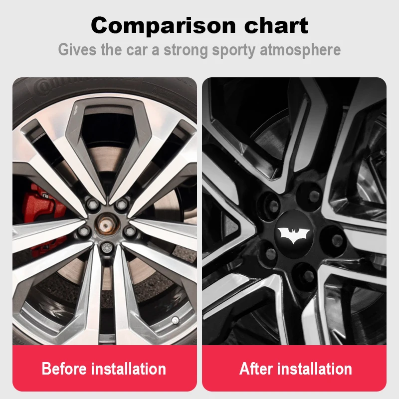 4 قطعة 56 مللي متر 60 مللي متر الخفافيش شعار سيارة عجلة مركز محور قبعات شارة شعار غطاء حافة ملصقات سيارة التصميم الديكور الشارات اكسسوارات السيارات #4