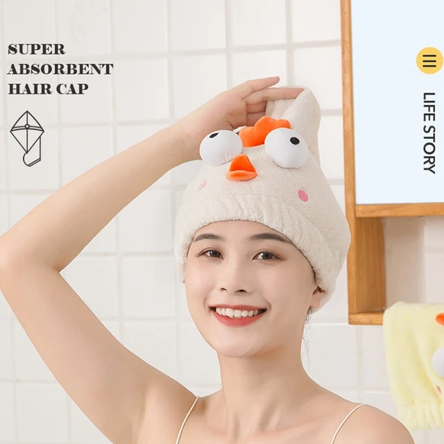 Cartoon chick Magic mikrofibra czepek prysznicowy haft ręcznik czapki kąpielowe suche włosy Cap szybkie suszenie miękkie dla pani Turban głowy Wapes