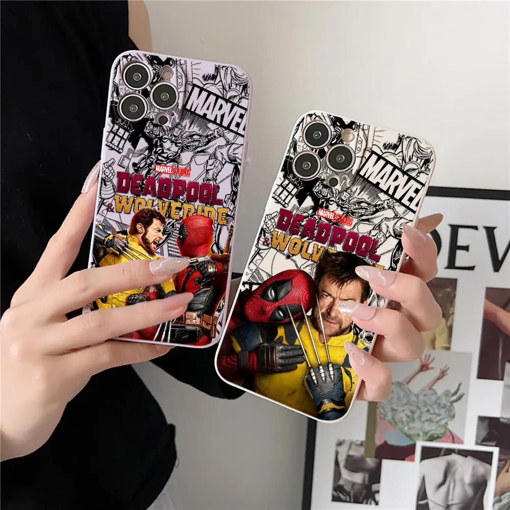 Phone Case For iPhone 16 15 14 11 Pro Max Cases For iPhone 13 12 Mini 16 Plus X Marvel Cool Deadpool And Wolverine Silicon Cover