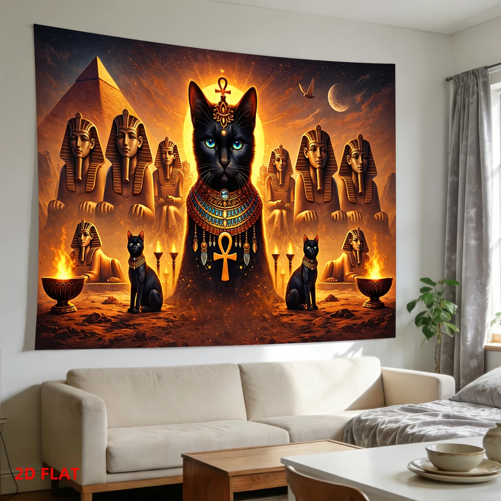 Vintage Egyptian Pharaoh Wall Tapestry Boho Chic Decor Ancient Pyramid Mythology Art Hanging for Bedroom Living Room Home Gift M