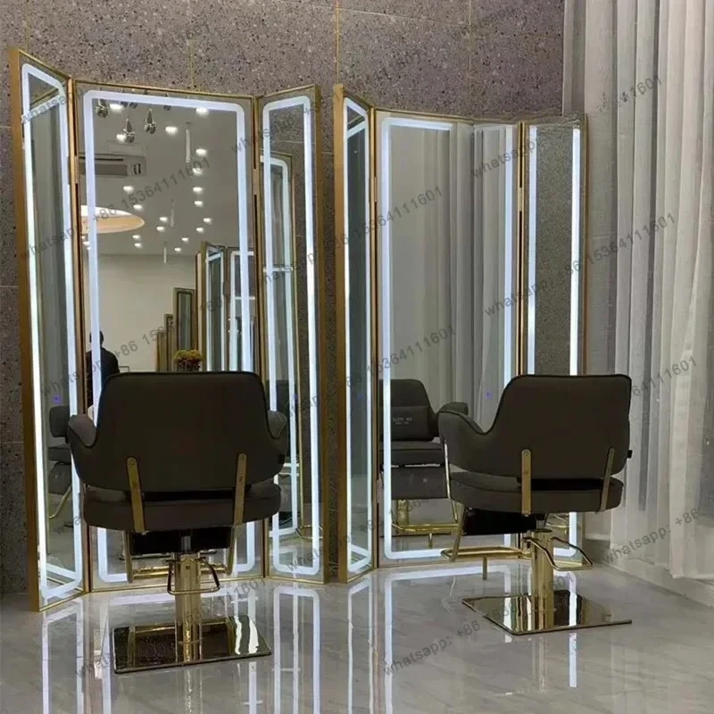 FGHairdressing Mirror, Dedicated To Hair Salon, Simple Barber Shop Floor-to-ceiling Three-sided Hairdressing Mirror