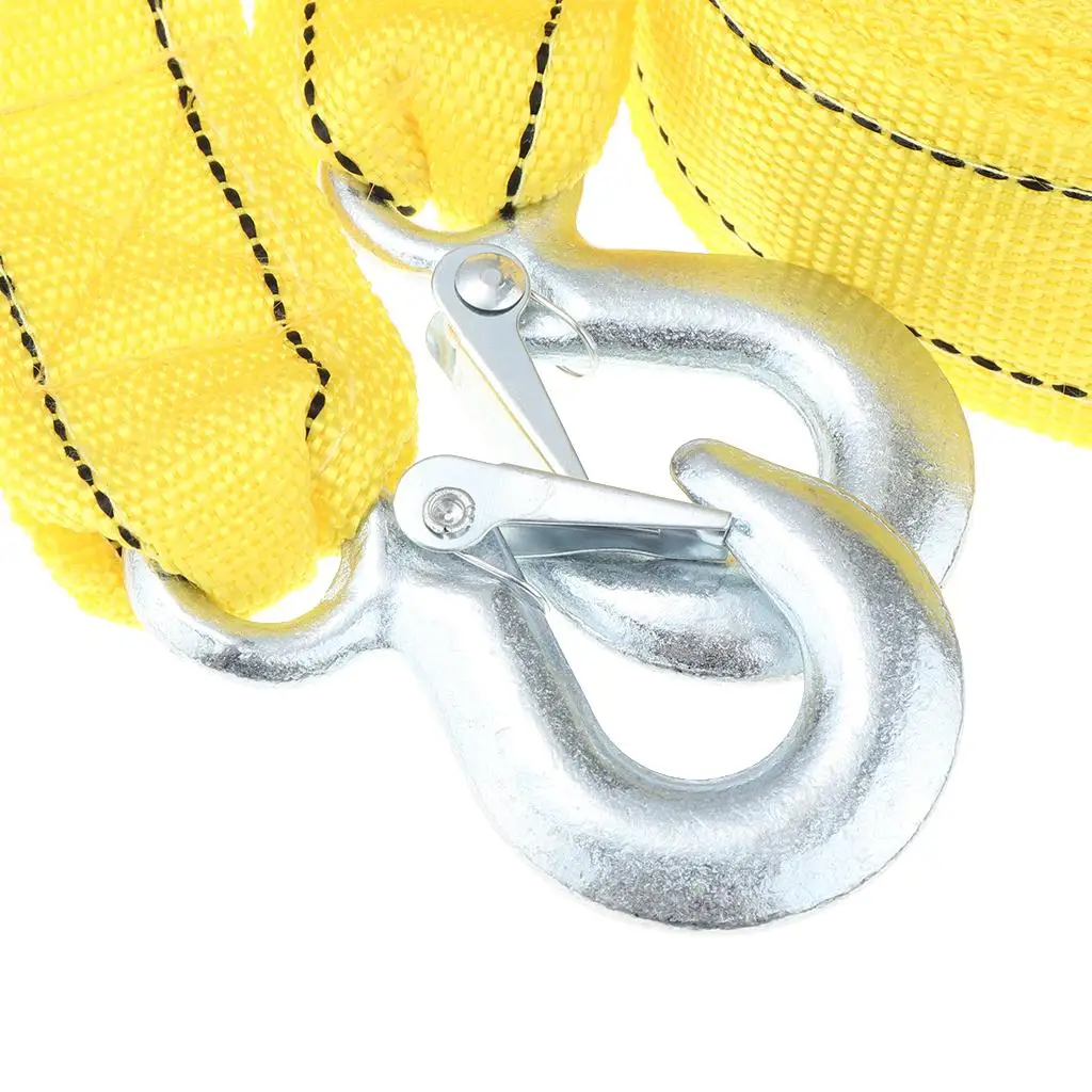 

4m Heavy Duty Pull Strap Nylon Tow Rope Road Recovery Towing Strap Trailer Belt with Safety Hooks for Car Sand Snow Breakdown