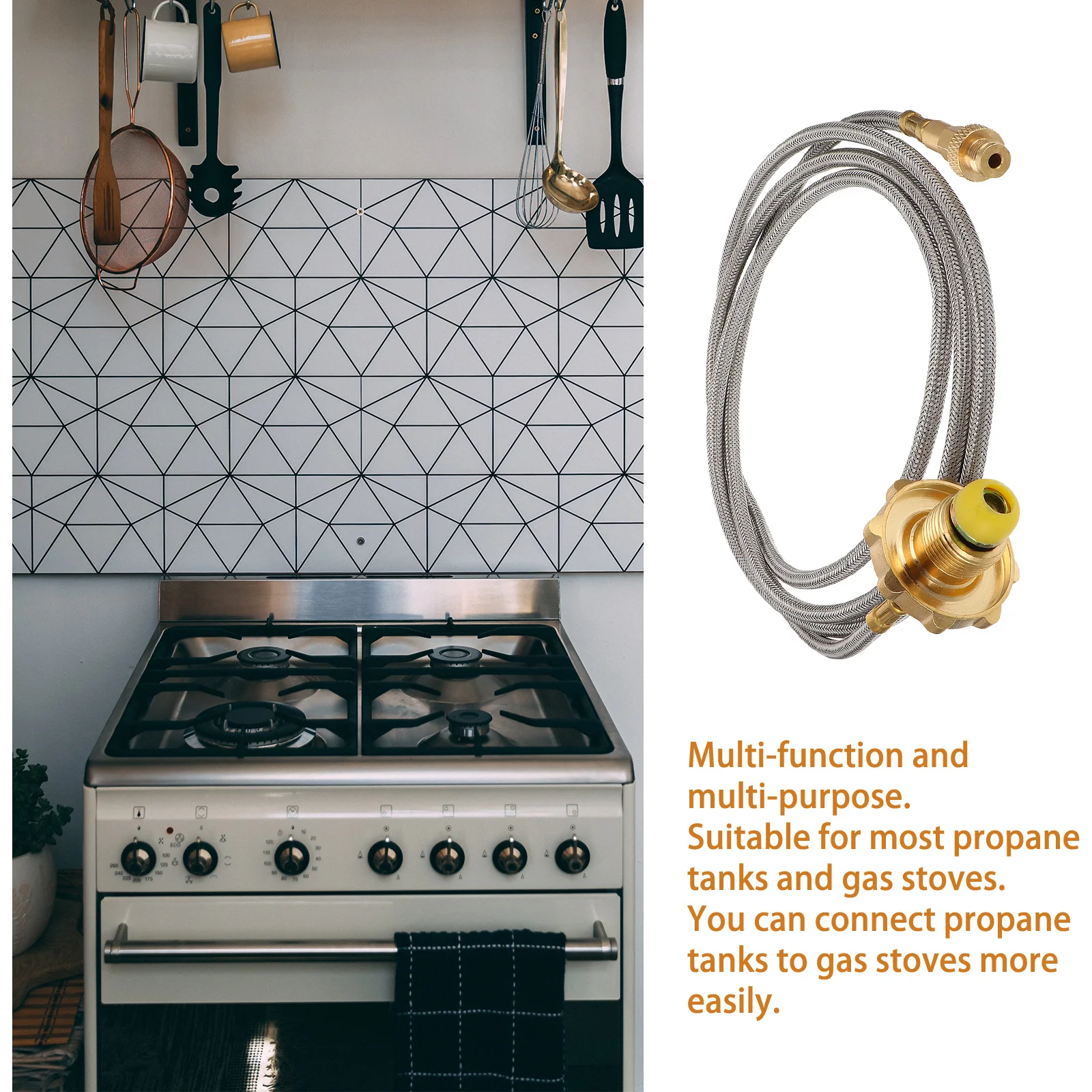 

1pc Gas Tank Connector For Bbq Propane Hose Adapter Camping Supplies Outdoor Cooking Liquefied Gas Connecting Extension