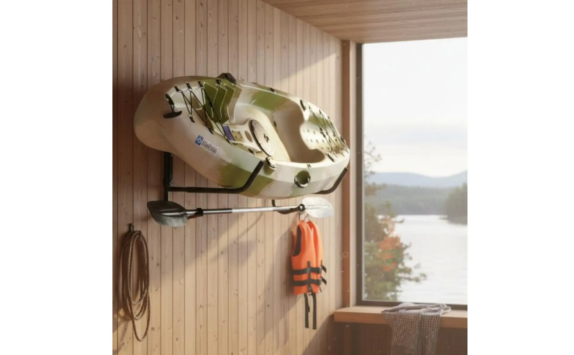 Rotating Kayak Rack Detachable Paddle Boat Wall Hanger Kayak Wall Mount Sturdy Paddle Boat Hanger Scratch Resistant for Garage