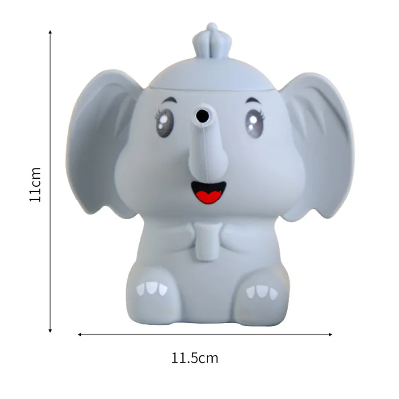 Cartoon Cute Elephant Shaped Food Grade Silicone Baby Kids Drink Cup With Elephant Ears Handle And Nose Straw 160ML Anti Fall