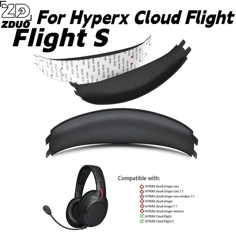 For Hyperx Cloud Flight / Flight S Wireless Gaming Headset, Breathable Grid Fabric Headbeam Padding & Mesh Cloth Ear Cushions