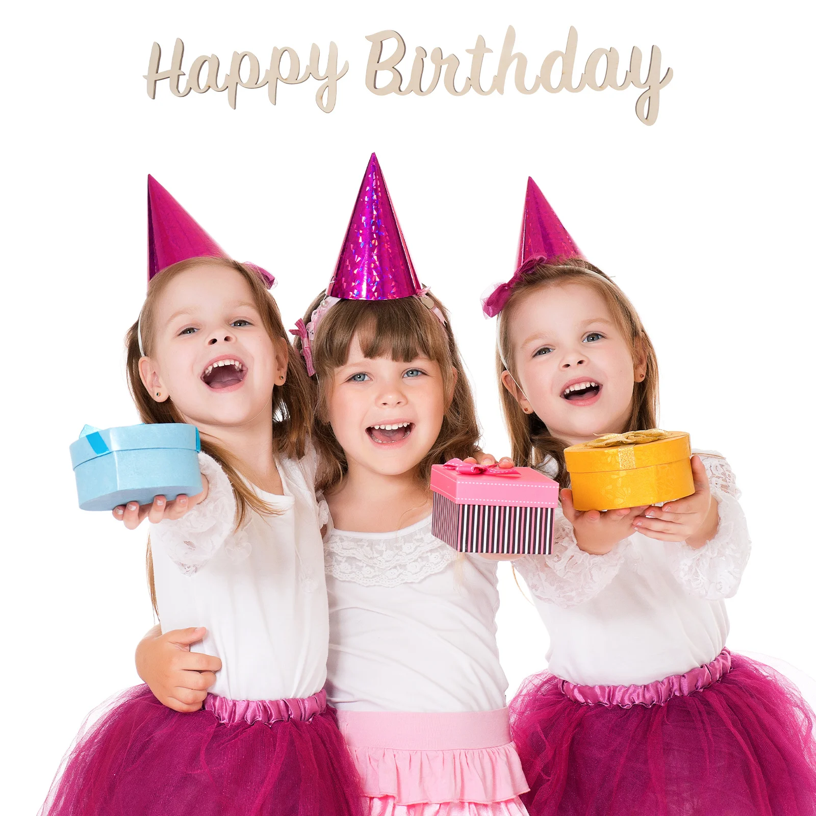 

1Set Happy Birthday Wood Words Wall Sticker Wooden Sign Birthday Party Decor Photo Backdrop Wall Decor Words Cutouts