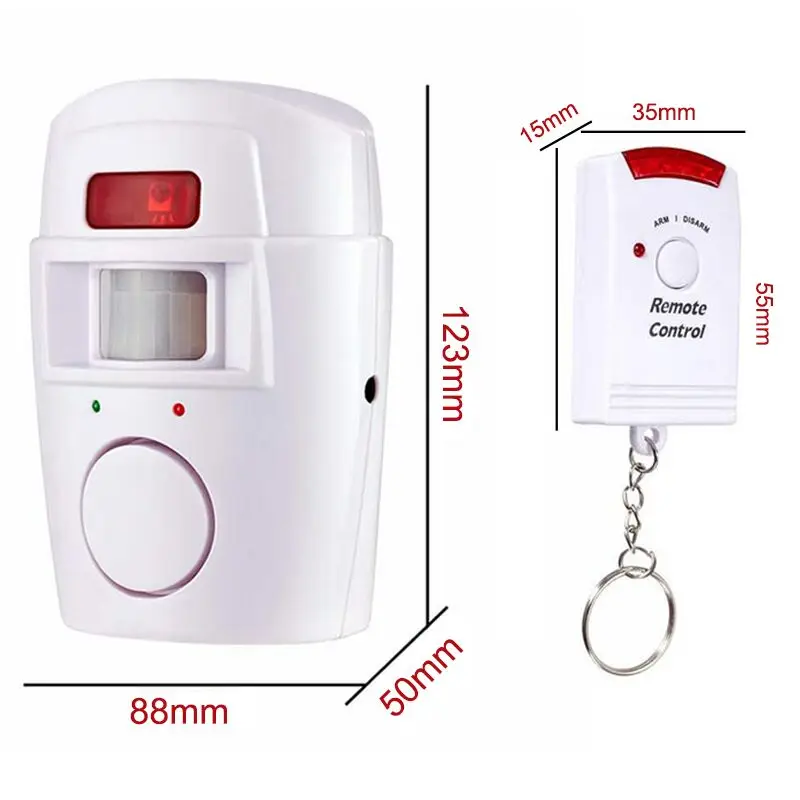 1Pc Home Security System Ir Infrarood Motion Sensor Alarm Detector 105dB Alarm Monitor Draadloze Alarmsysteem + 2 Afstandsbediening controller
