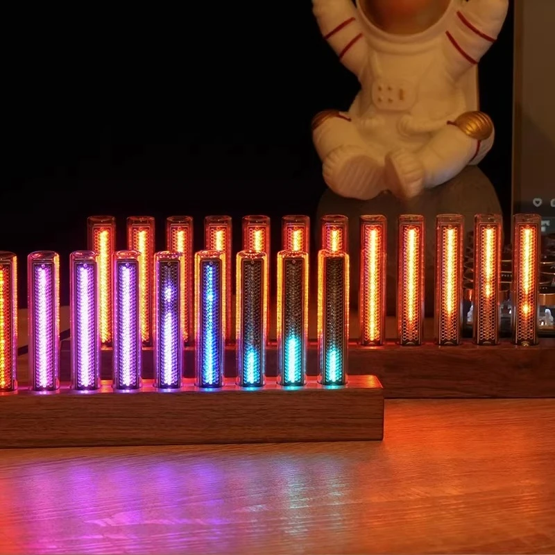 Black Walnut LED Sound Pick Up Light Musical Rhythm Colorful Mood Lights Bedroom Study Desktop Ambient Lamp Indoor Decor Lamps