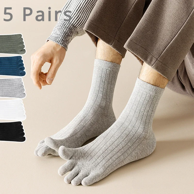 5 Pairs Men Five Finger Socks Spring Summer Thin Toe Socks with Separate Fingers High Quality Cotton Sports Socks