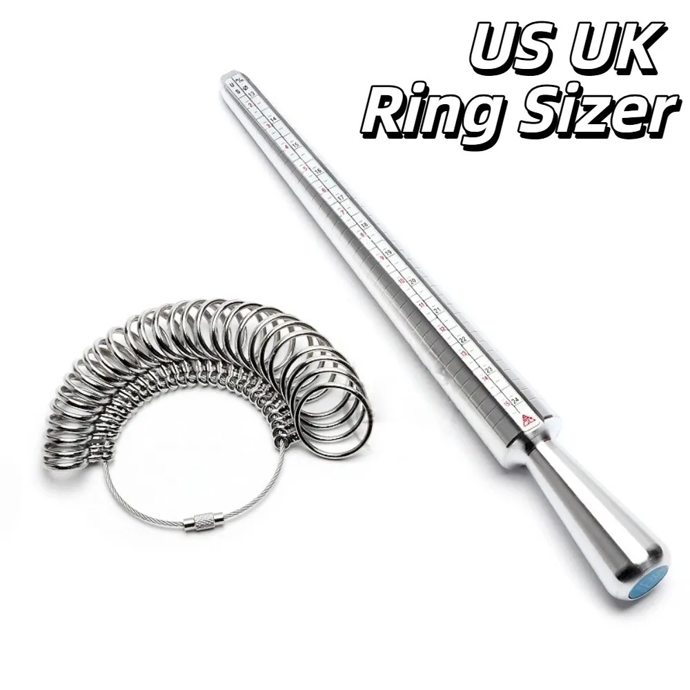Accurate Measurement US UK Ring Sizer Aluminum Smooth Edges Ring Measurement Tool Professional Ring Stick Finger Ring Gauge Kit