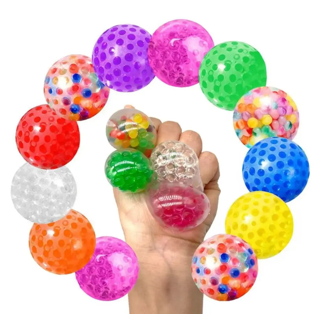 10pcs Funny Squeezing Acne TPR Crystal Ball Solid Sphere Water Ball Pinching Simulation Realistic Rainbow Ball Squeeze