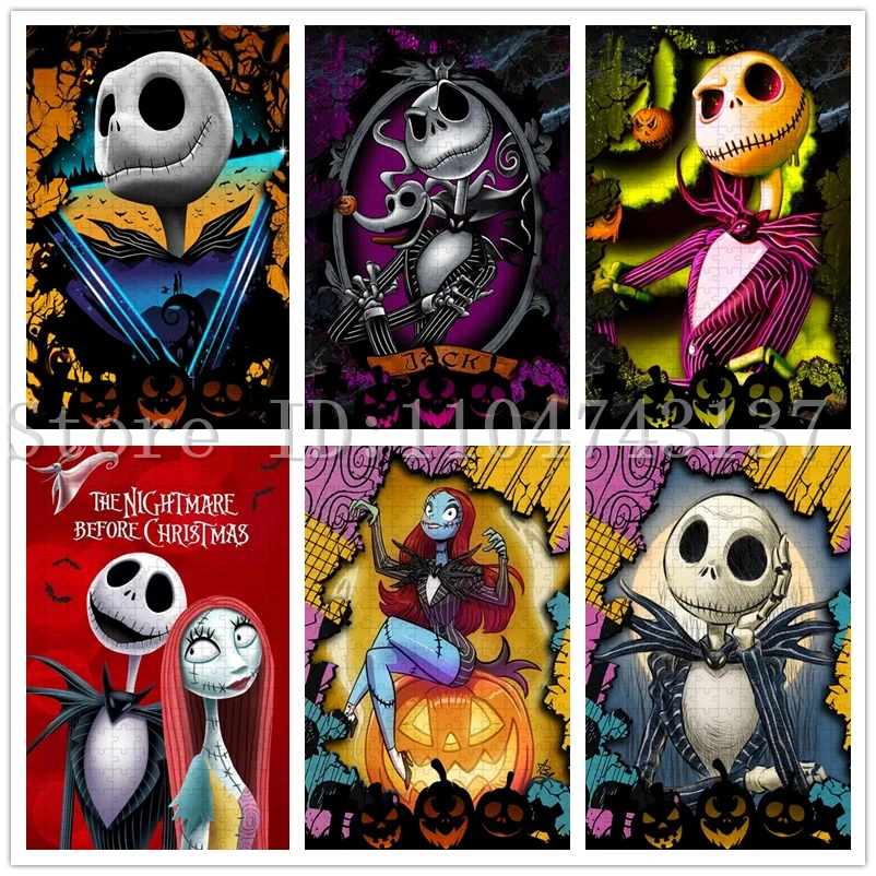 

Disney The Nightmare Before Christmas Puzzles Jack and Sally Jigsaw Puzzles for Adults Decompressing Toys Handmade Hobbies
