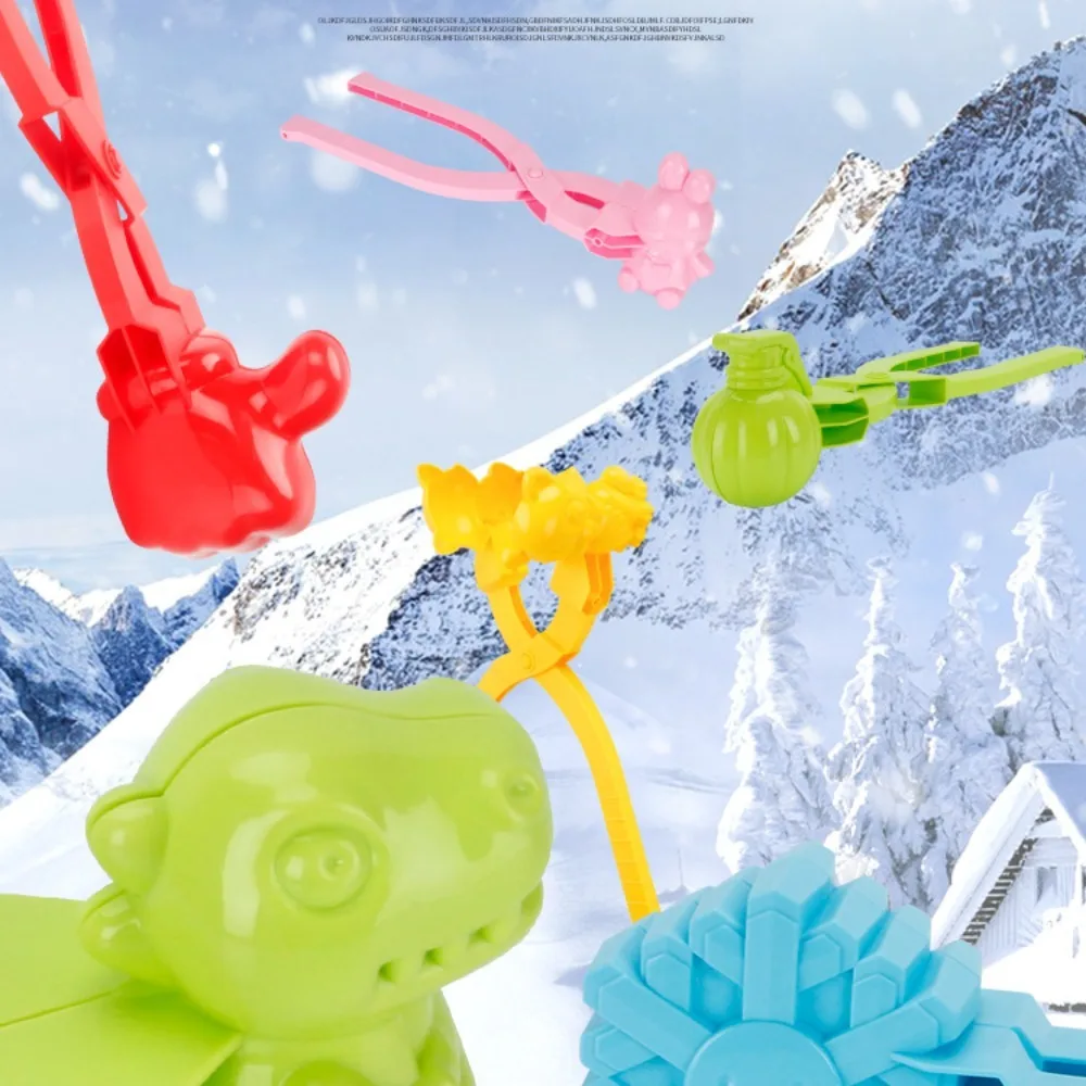 Snow Mold Snowball Maker Winter Snow Toys Snow Mold Tongs Sports Toy Dinosaur Duck Shape Snow Sand Clip Mold Kid Snowball Fight