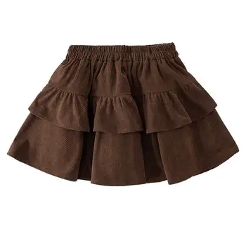 Girls Corduroy Pleated Skirt 2 2025 Autumn and Winter New Girls Corduroy Skirt Children Trendy Cake Skirt Pleated Skirt with Safety Pants 2