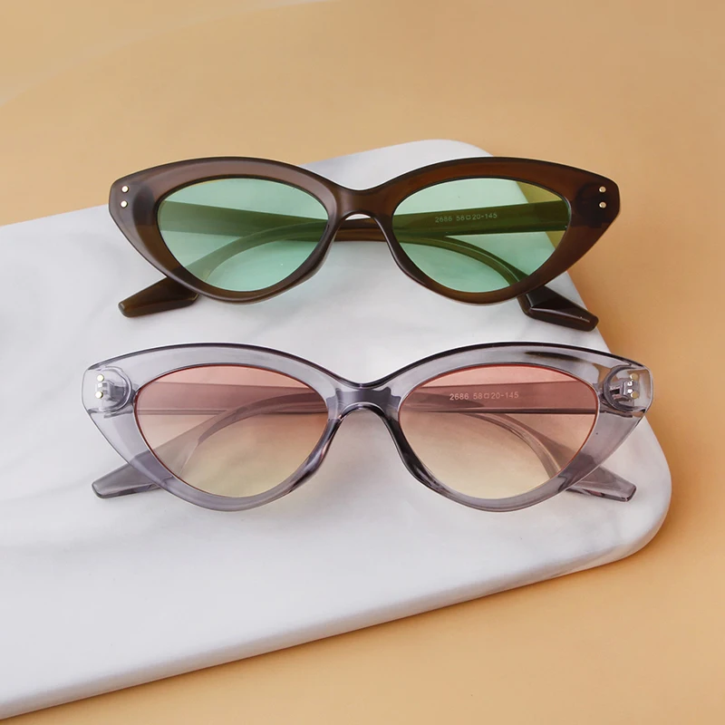 Retro Brown Green Cat Eye Sunglasses Women Brand Design Vintage Cateye Sun Glasses Men Shades Sunglass UV400 Protection Oculos
