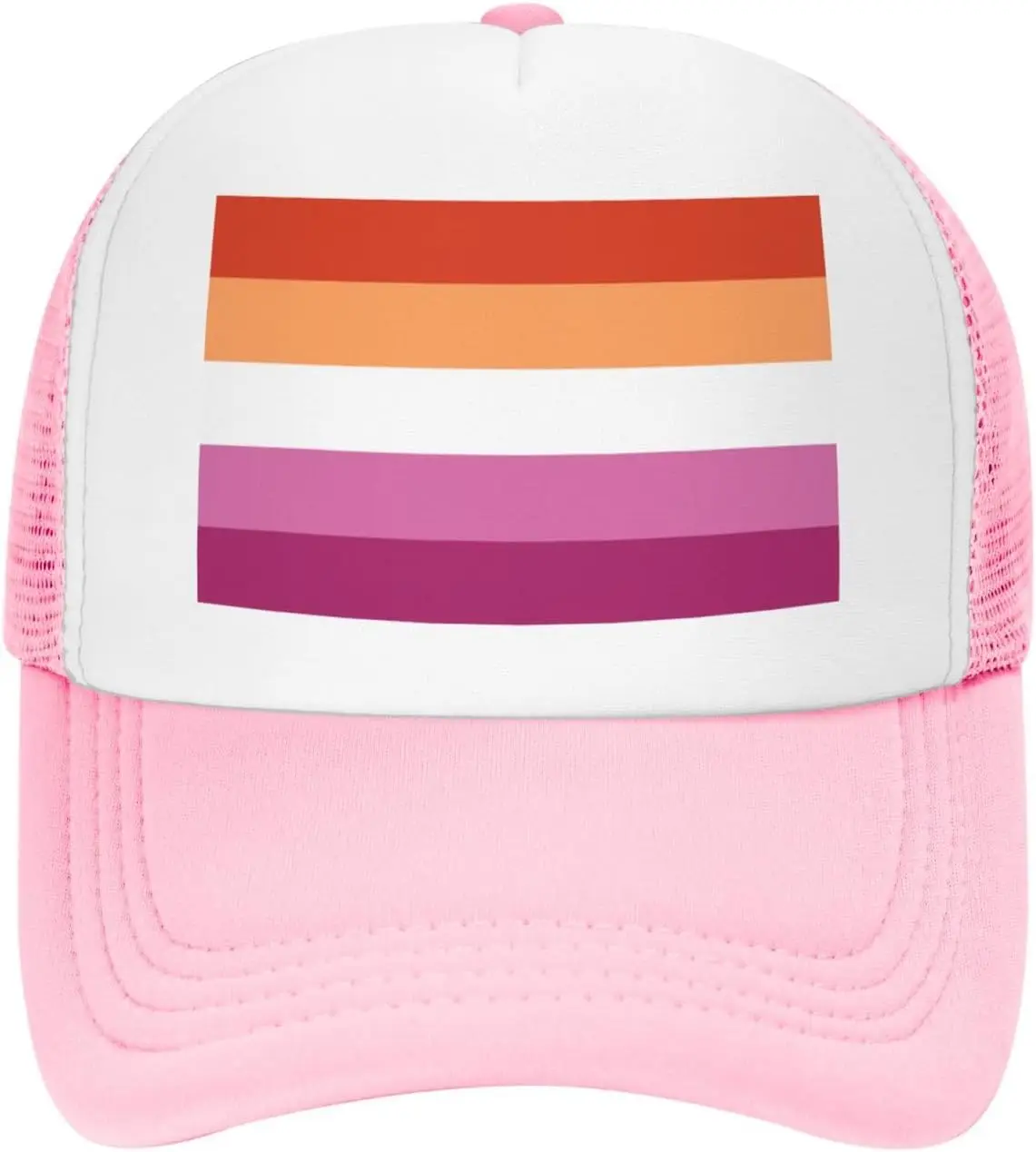 Lesbian-Pride-Flag-Trucker-Hat-Breathable-Mesh-Snapback-Cap-Adjustable-Unisex-Outdoors